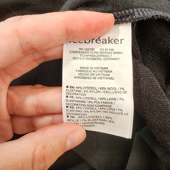 Icebreaker Men's Cool Lite Black Merino Wool Blend Hoodie Size M - Picture 5 of 5